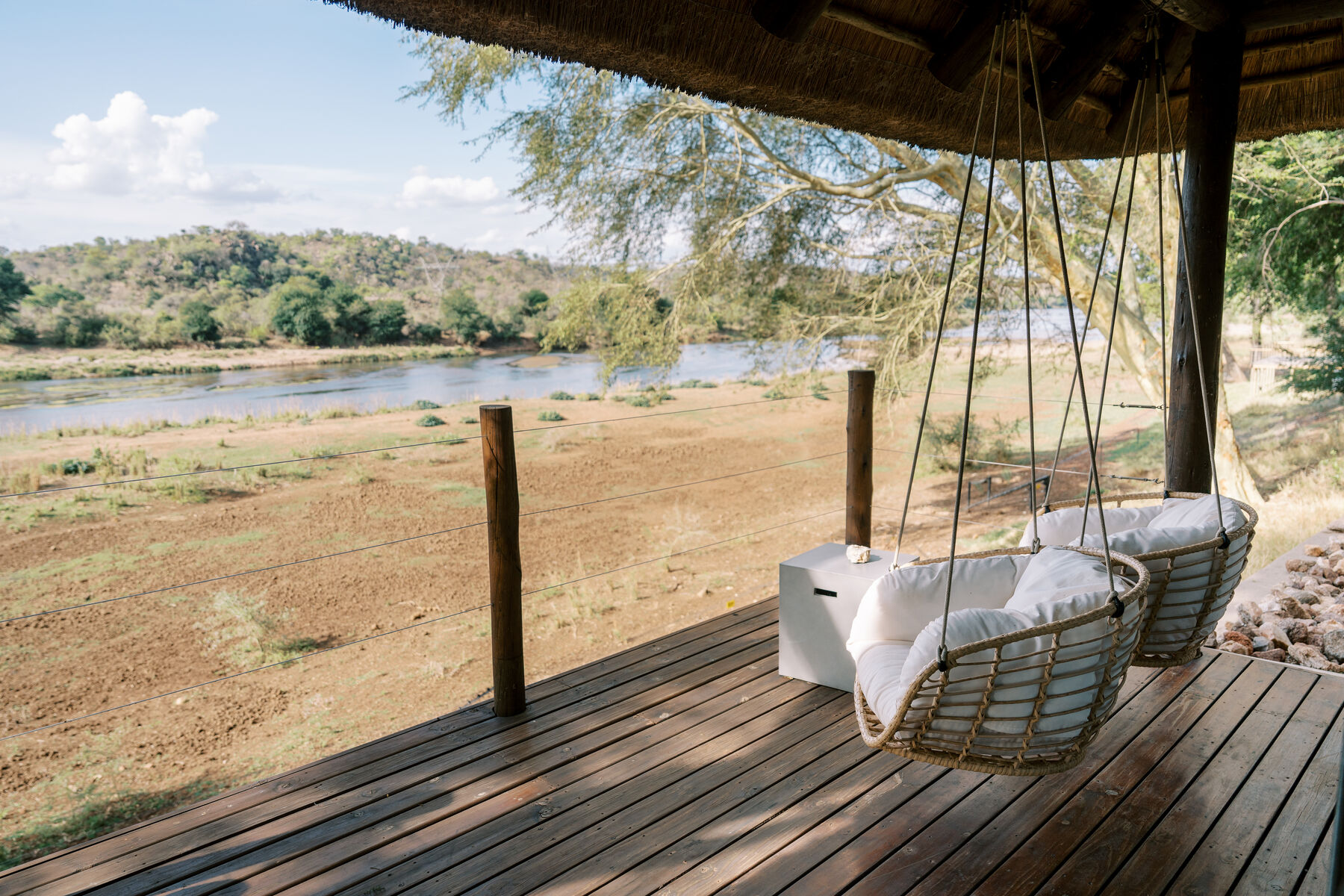 Swing on the river deck